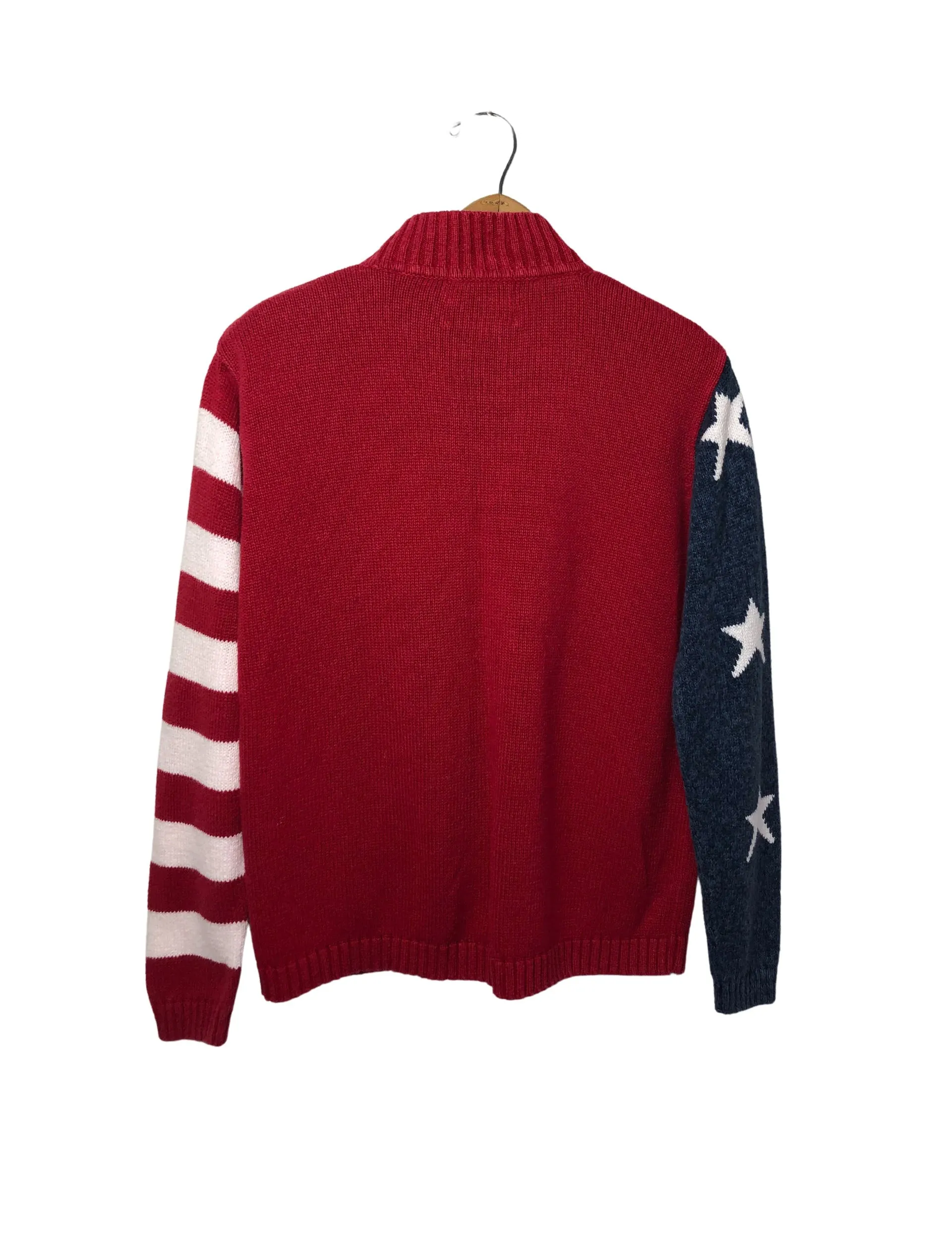 00's American Flag Chunky Zip Up Cardigan Sweater by Heirloom Collectibles