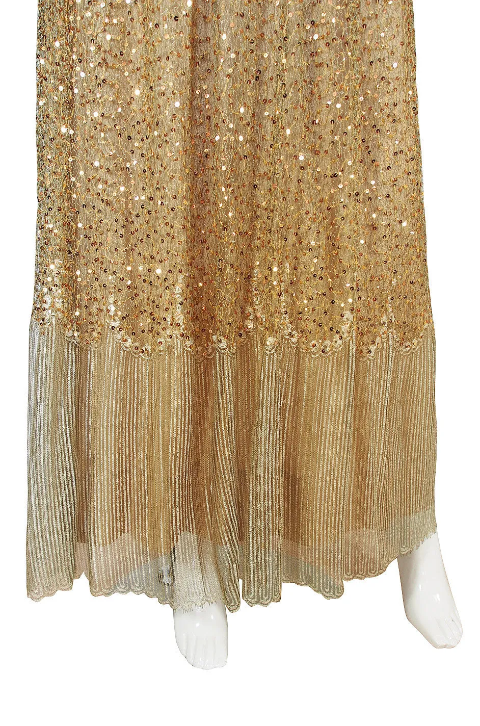 1960s Fine Gold Sequin & Net Mollie Parnis Dress