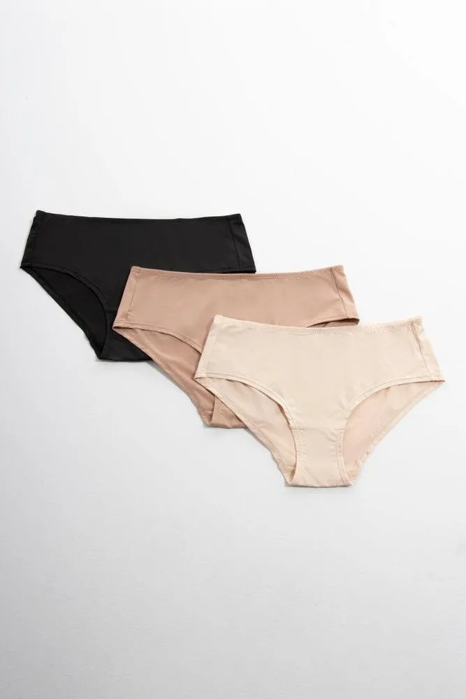 3 Pack Boyleg Panties Natural & Black