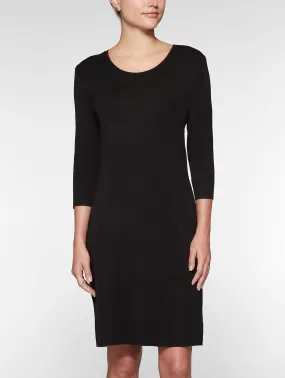 3/4 Sleeve Sheath Knit Dress, Black