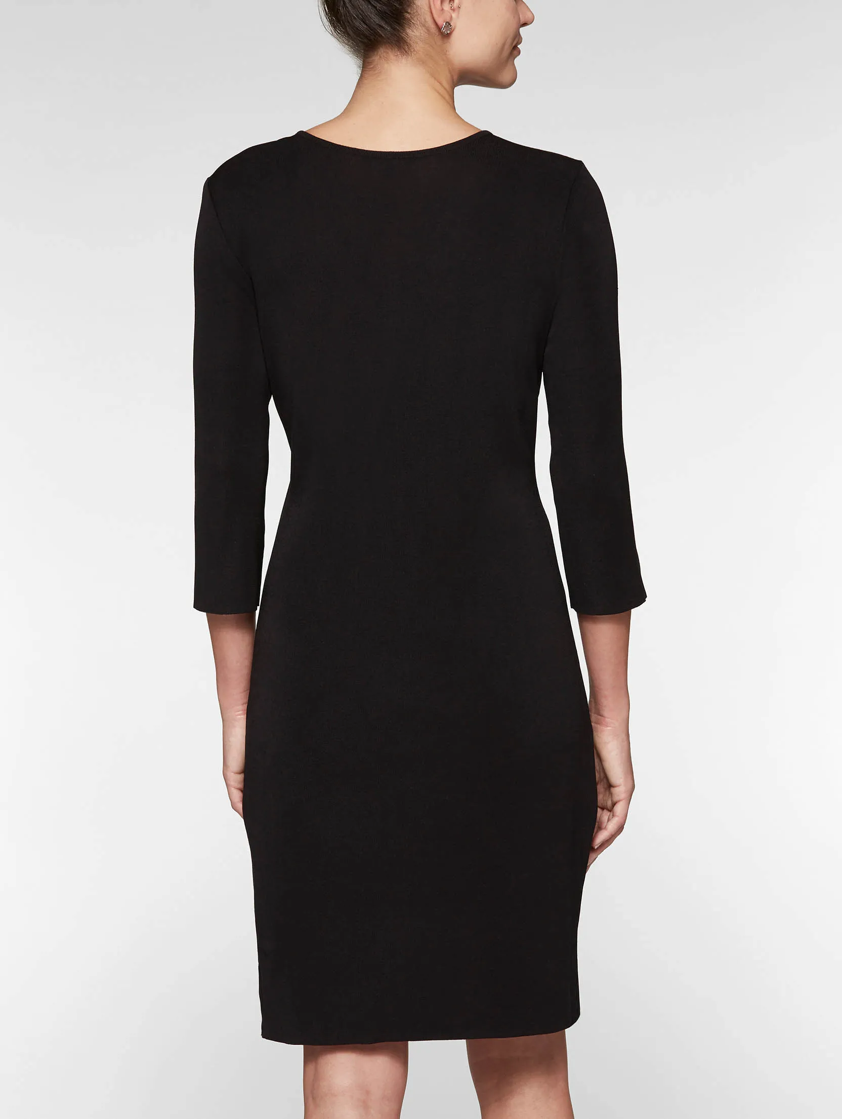 3/4 Sleeve Sheath Knit Dress, Black