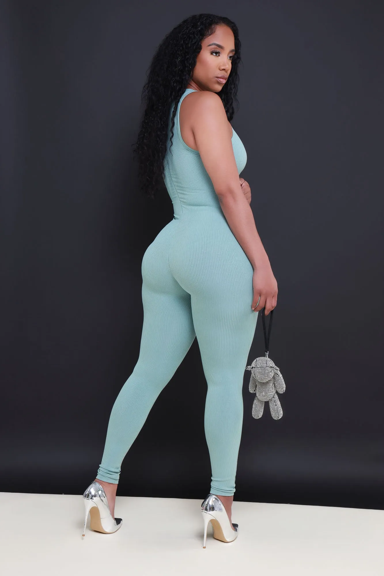 About That Snatched Cellulite Deleter Sleeveless Jumpsuit - Aloe