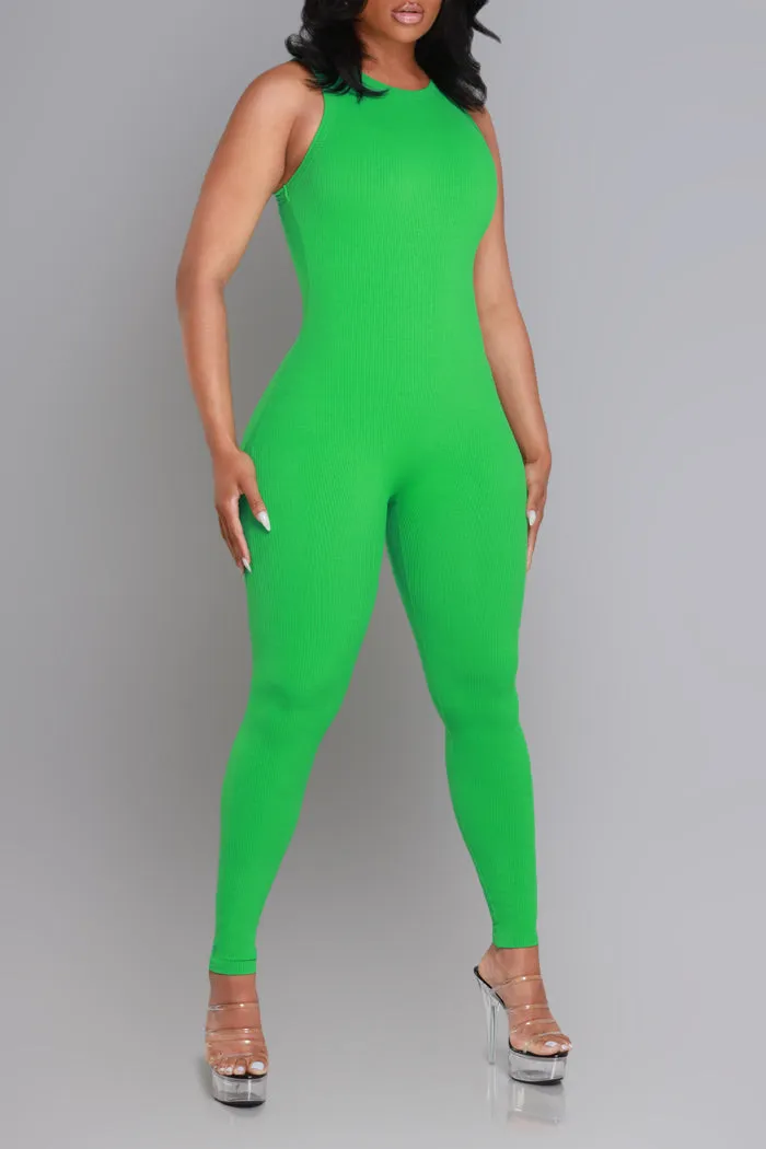 About That Snatched Cellulite Deleter Sleeveless Jumpsuit - Kelly Green