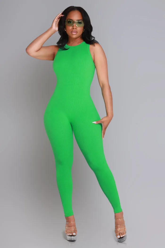 About That Snatched Cellulite Deleter Sleeveless Jumpsuit - Kelly Green