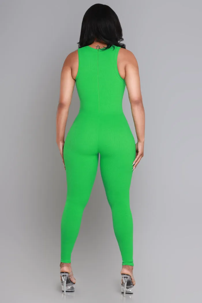 About That Snatched Cellulite Deleter Sleeveless Jumpsuit - Kelly Green