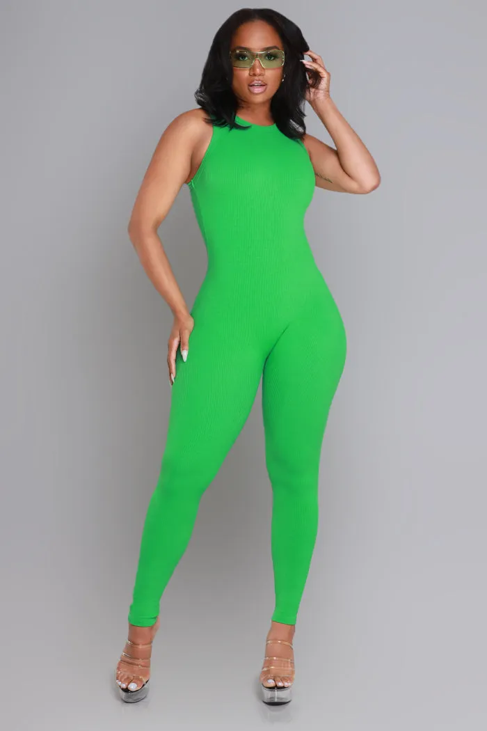 About That Snatched Cellulite Deleter Sleeveless Jumpsuit - Kelly Green