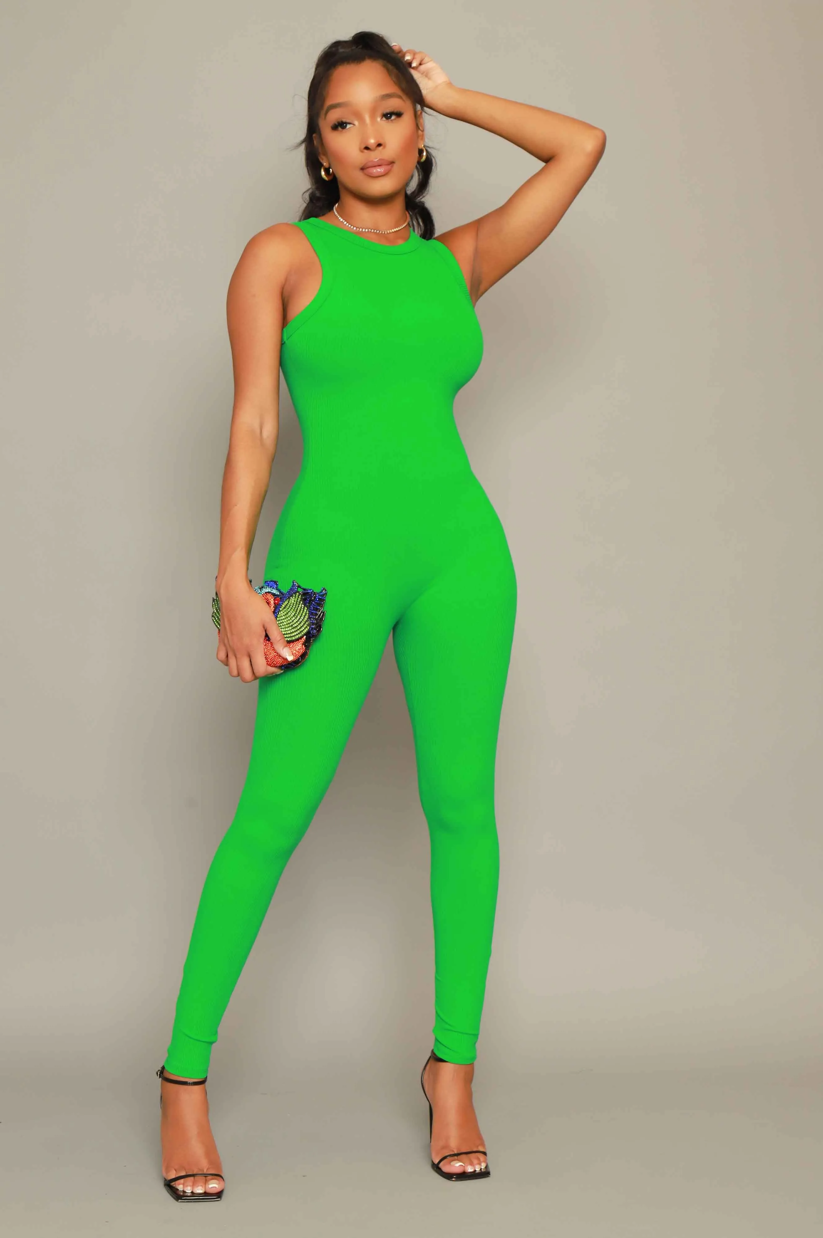 About That Snatched Cellulite Deleter Sleeveless Jumpsuit - Kelly Green