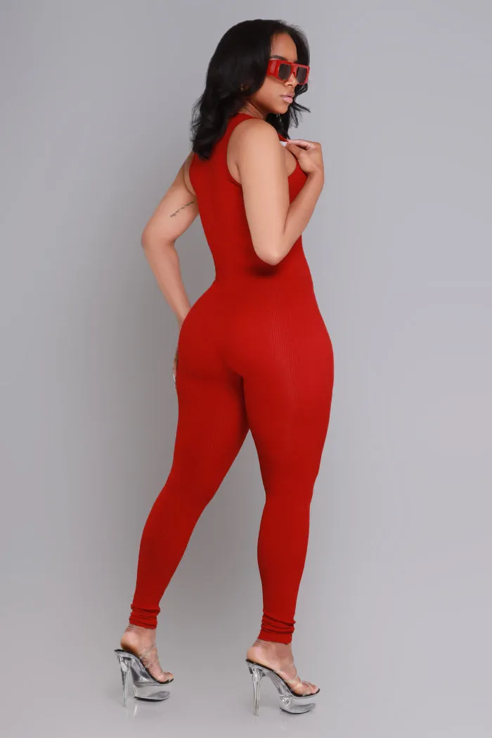 About That Snatched Cellulite Deleter Sleeveless Jumpsuit - Ruby