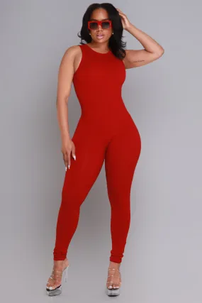 About That Snatched Cellulite Deleter Sleeveless Jumpsuit - Ruby