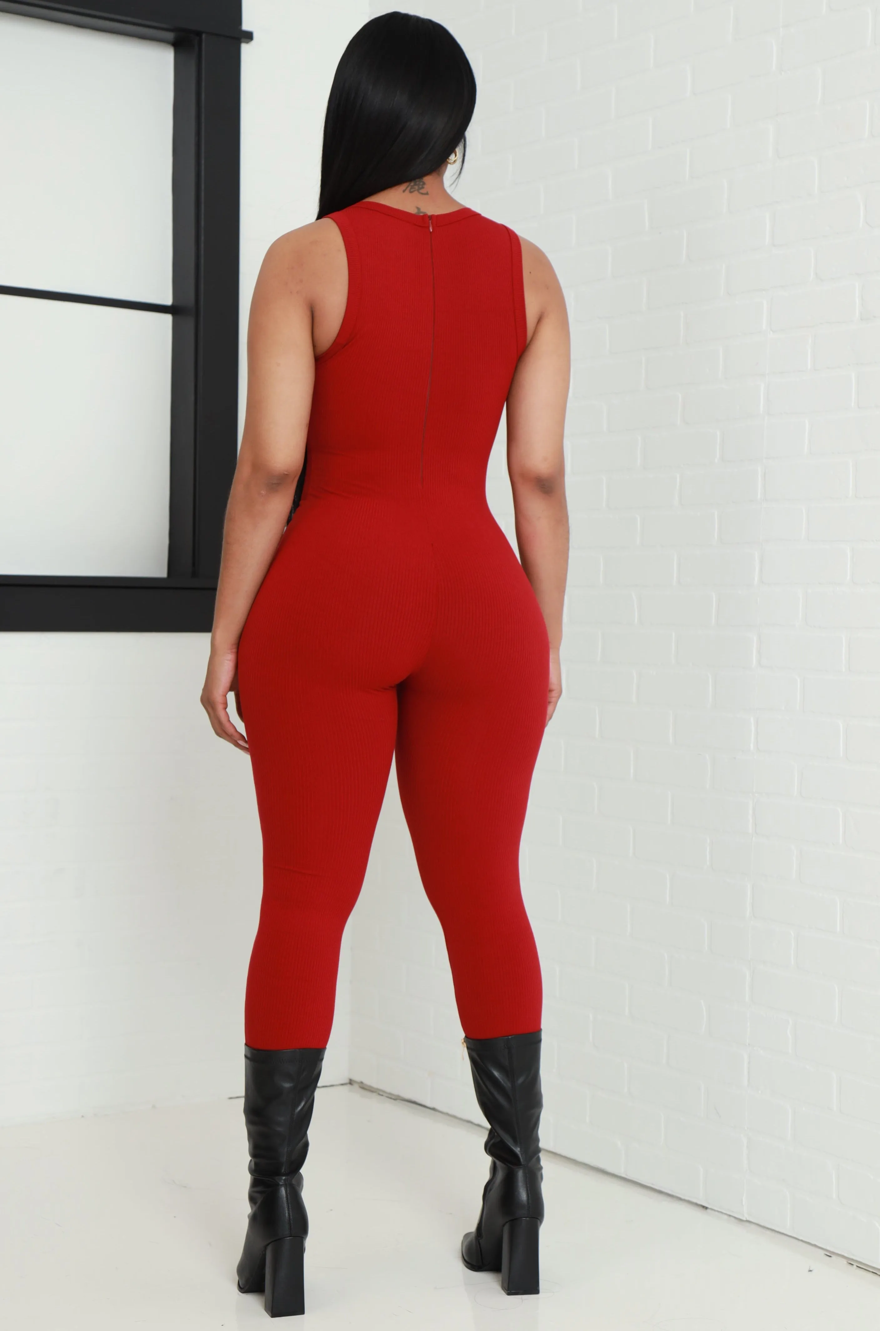 About That Snatched Cellulite Deleter Sleeveless Jumpsuit - Ruby