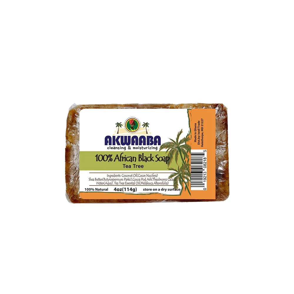 Akwaaba African Black Soap Bar (Teatree) 4oz