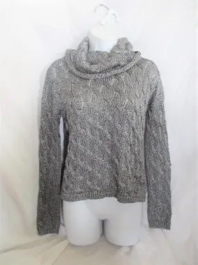 ALICE   OLIVIA SCOOP Knit TURTLENECK Sweater Top Pullover METALLIC SILVER S/P