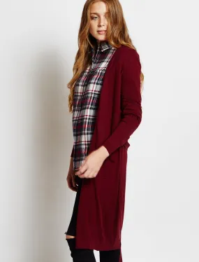 Amara Reya Coati oxblood long belted cardigan