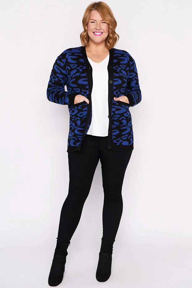 Angeline Cobalt Animal Cardigan