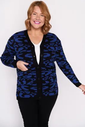 Angeline Cobalt Animal Cardigan