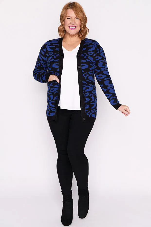 Angeline Cobalt Animal Cardigan