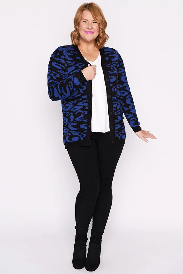 Angeline Cobalt Animal Cardigan