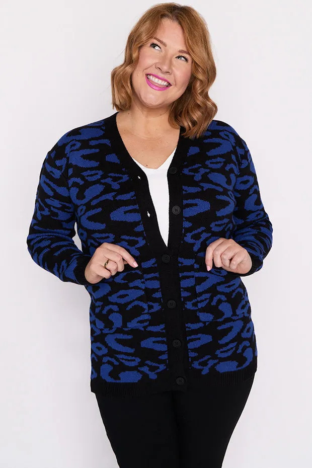 Angeline Cobalt Animal Cardigan