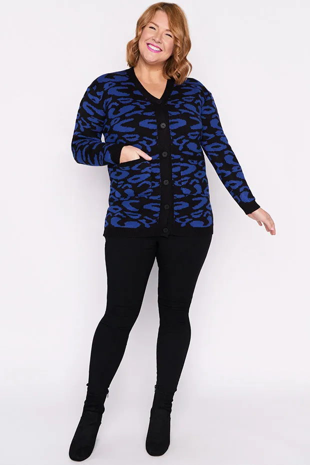 Angeline Cobalt Animal Cardigan