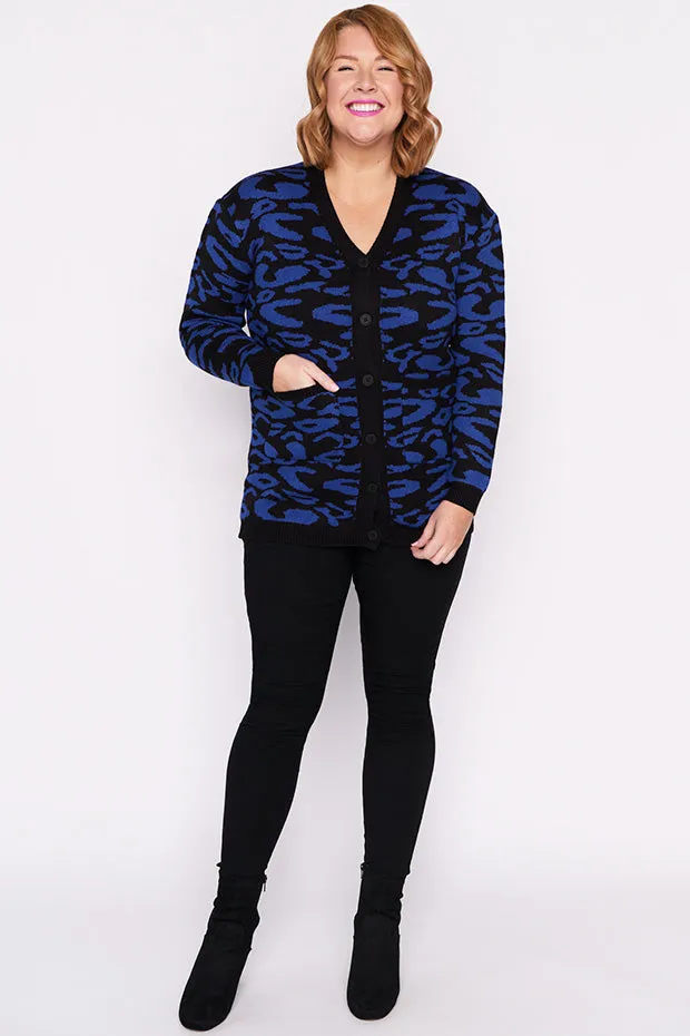 Angeline Cobalt Animal Cardigan