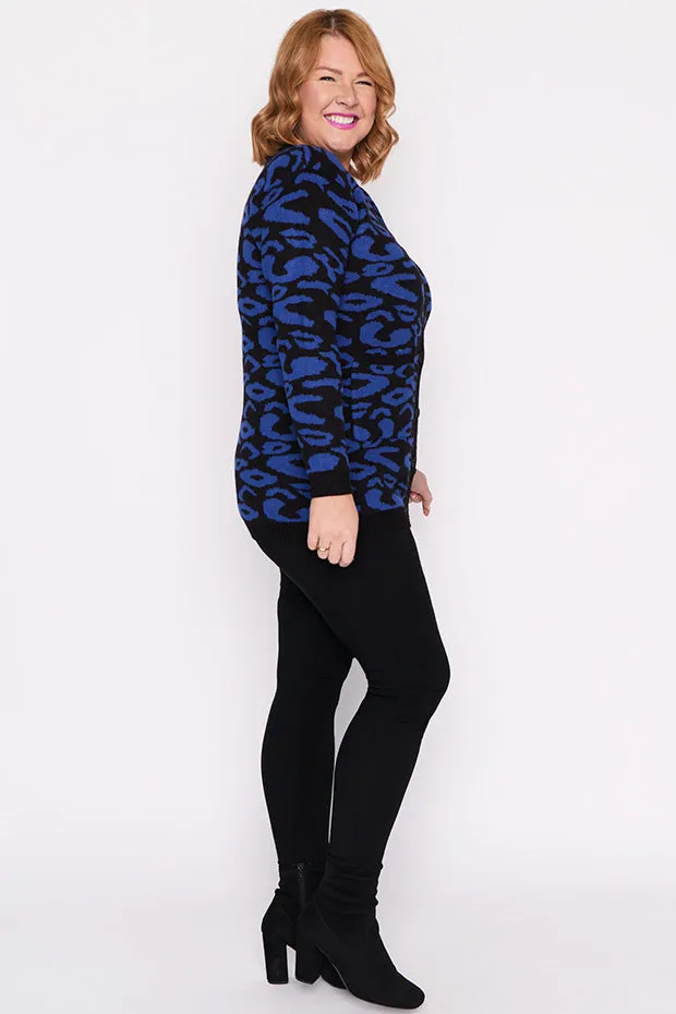 Angeline Cobalt Animal Cardigan