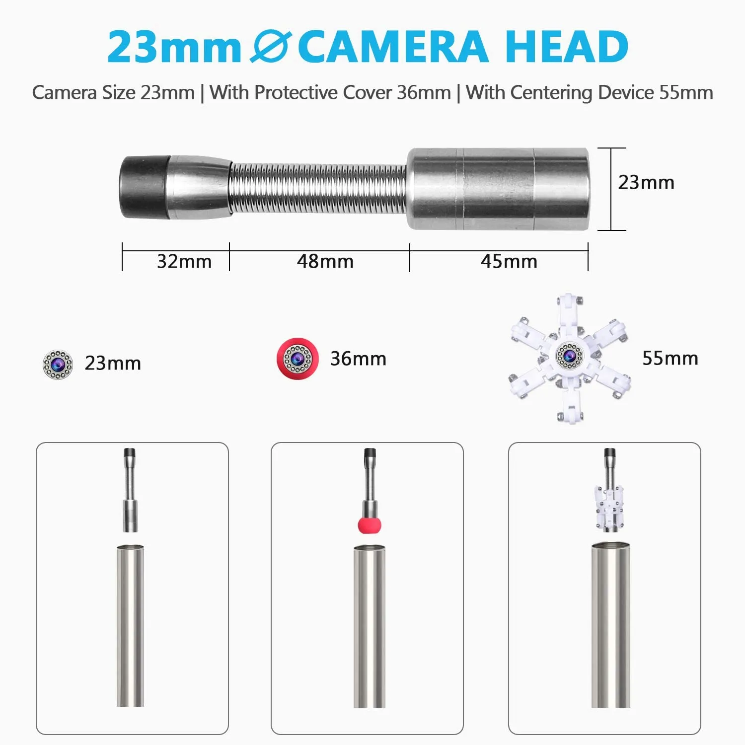 Anysun Sewer Pipe Inspection Camera, 50M Drain Endoscope Snake with DVR Recorder, Waterproof IP68 Camera with 7 Inch LCD Monitor