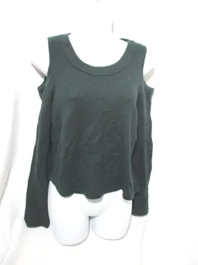 AQUA CASHMERE Cut-Out Cold Shoulder Sweater Top XS GREEN