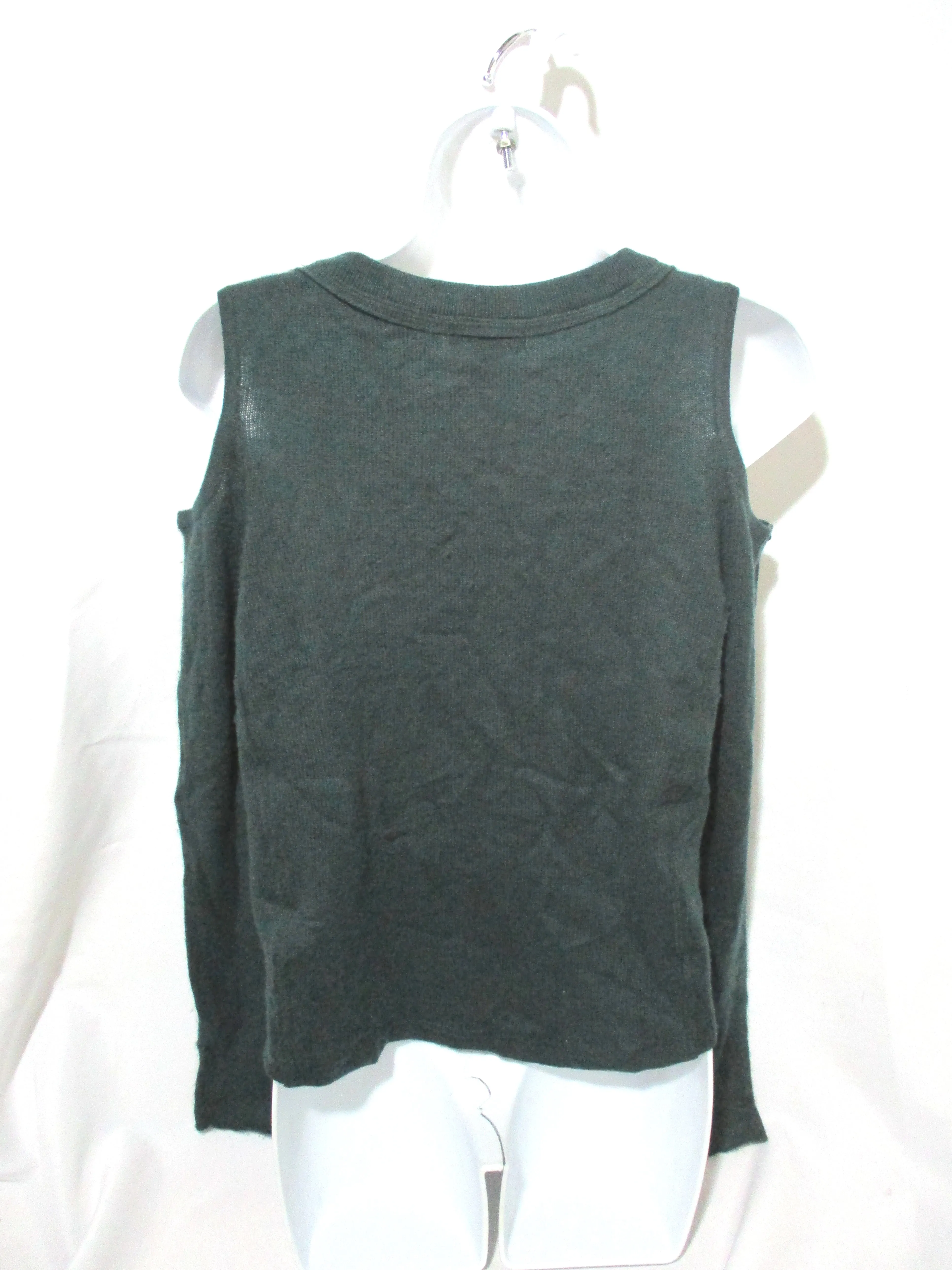 AQUA CASHMERE Cut-Out Cold Shoulder Sweater Top XS GREEN