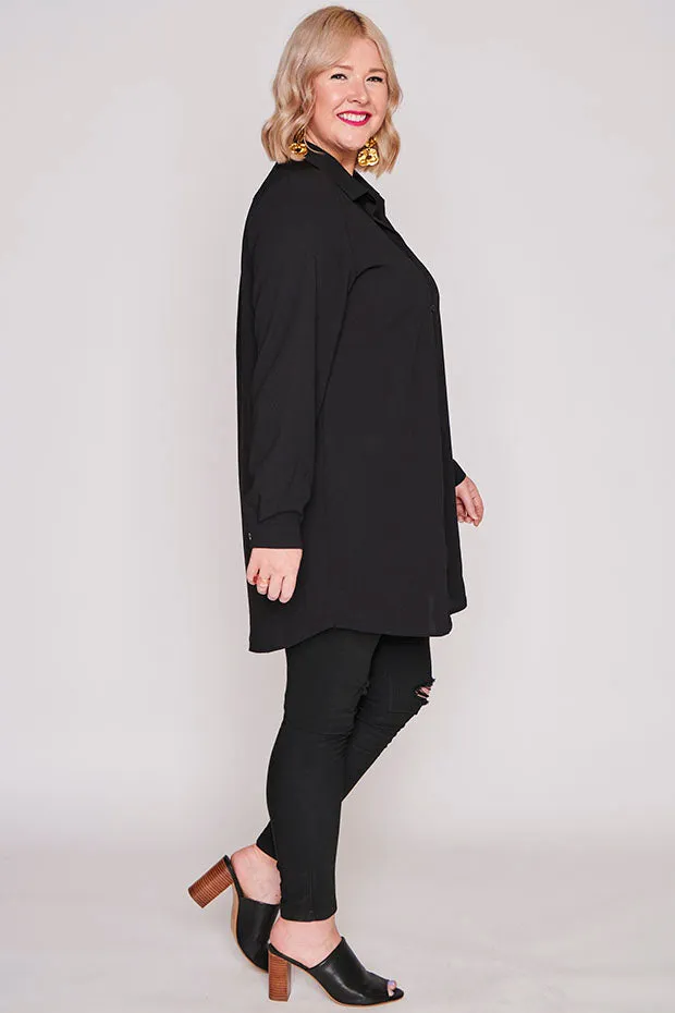 Asher Black Longline Shirt