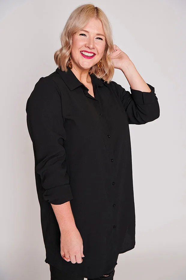 Asher Black Longline Shirt