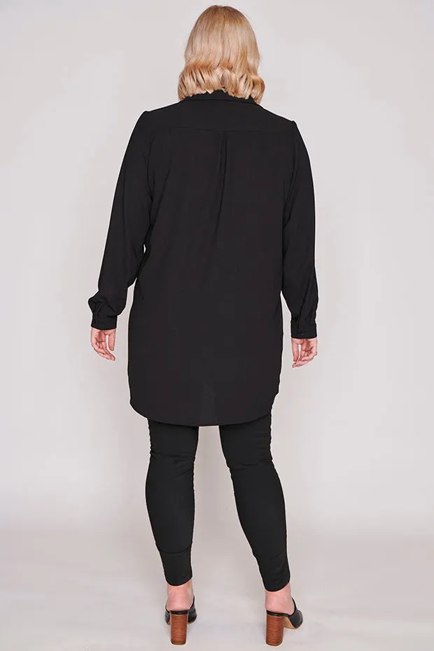 Asher Black Longline Shirt