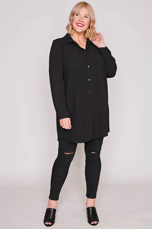 Asher Black Longline Shirt