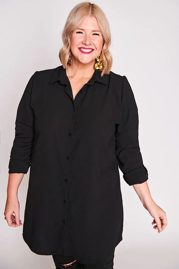 Asher Black Longline Shirt