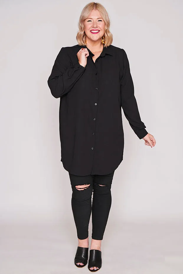 Asher Black Longline Shirt