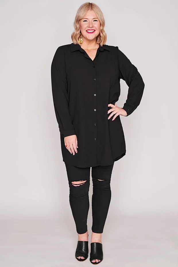 Asher Black Longline Shirt