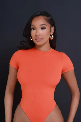 BAEsic Cellulite Deleter Short Sleeve Bodysuit - Orange