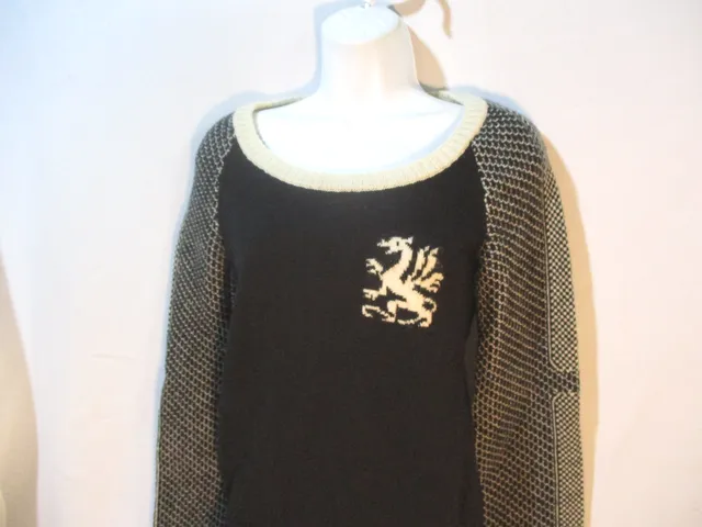 BALENCIAGA PARIS FRANCE GRIFFIN MEDIEVAL 100% WOOL Sweater BLACK 38 S