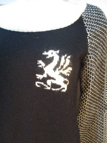 BALENCIAGA PARIS FRANCE GRIFFIN MEDIEVAL 100% WOOL Sweater BLACK 38 S