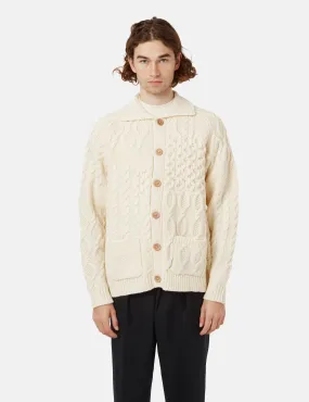 Beams Plus Alan Patchwork Cardigan - Off White