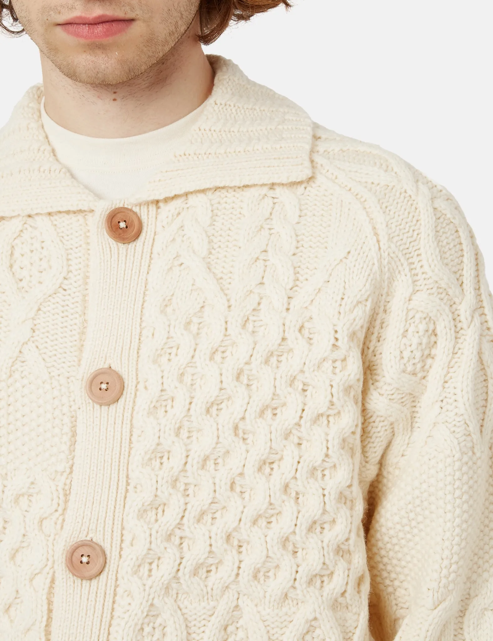 Beams Plus Alan Patchwork Cardigan - Off White