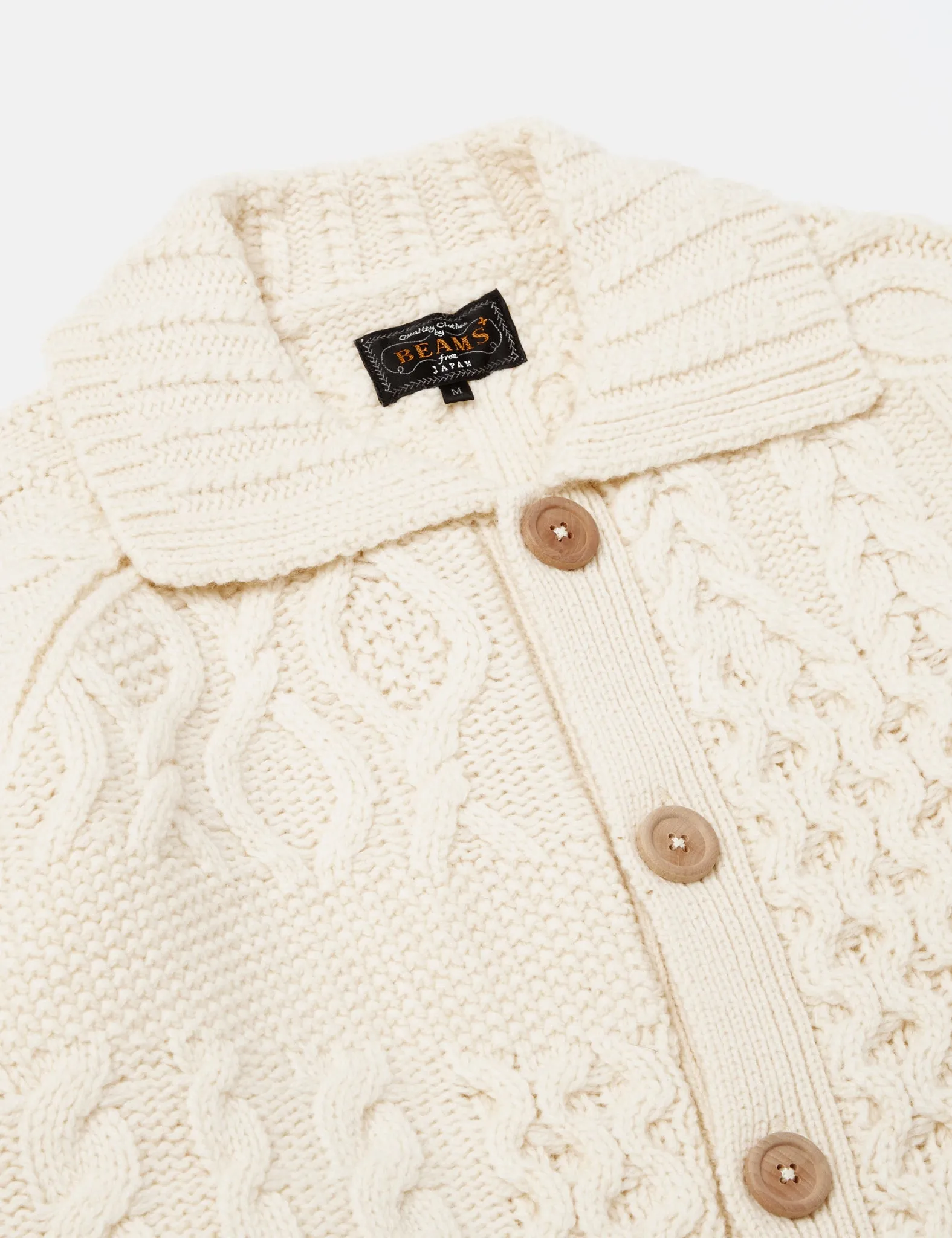 Beams Plus Alan Patchwork Cardigan - Off White