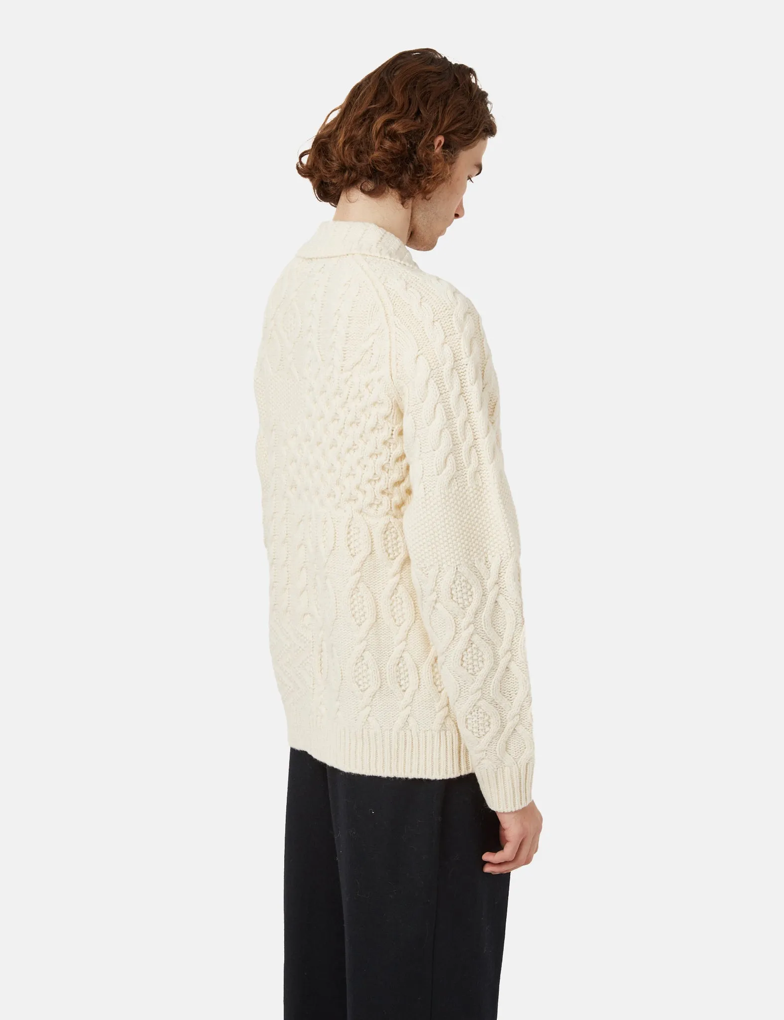 Beams Plus Alan Patchwork Cardigan - Off White