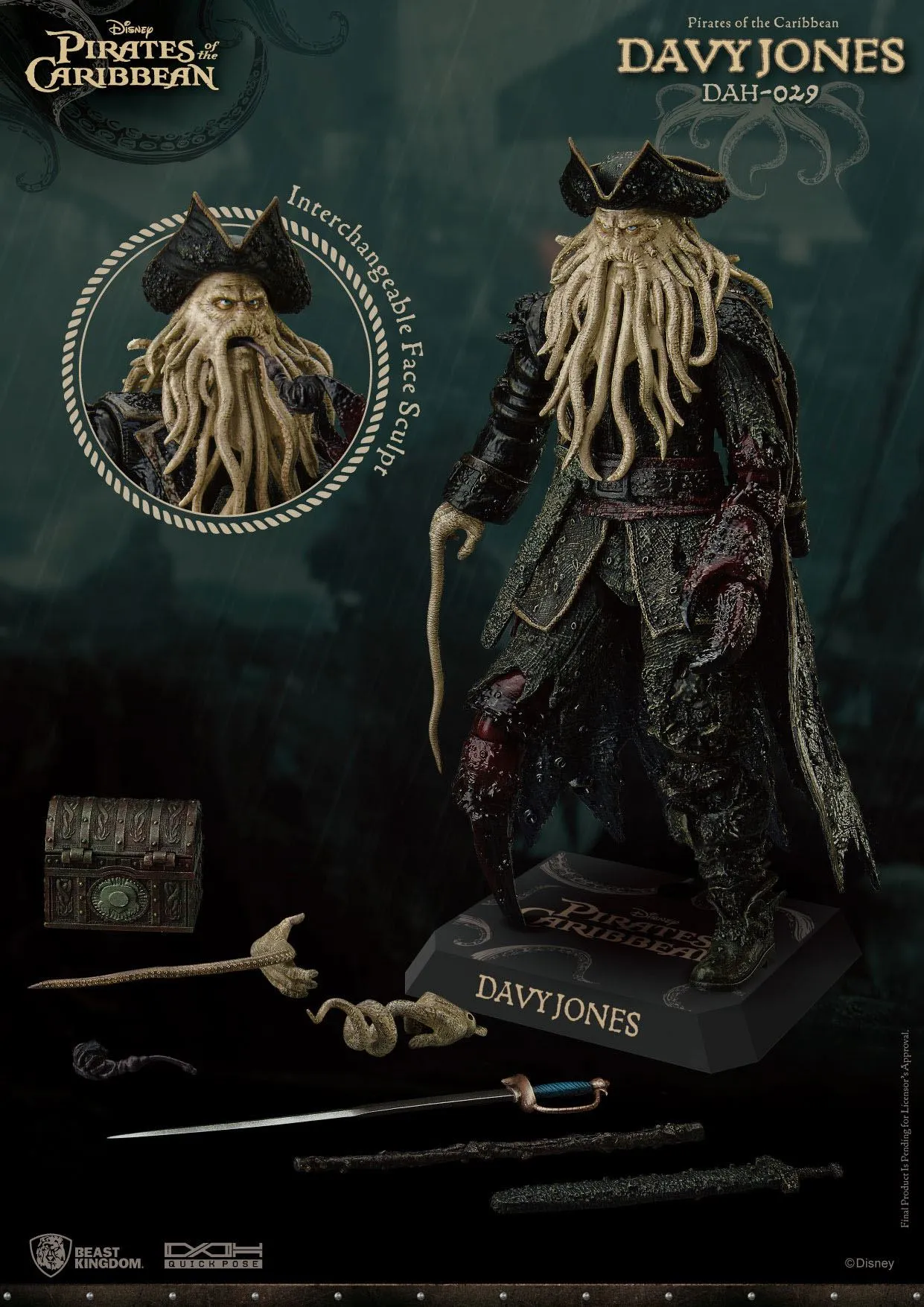 Beast Kingdom Pirates of the Caribbean Davy Jones Dynamic 8ction Heroes 1/9 Action Figure