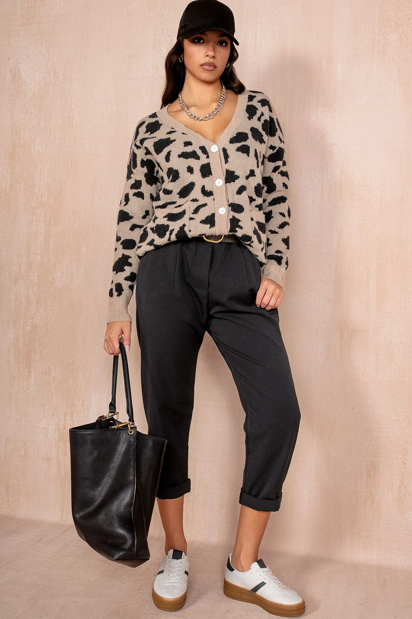 Beckett Camel Animal Print Cardigan