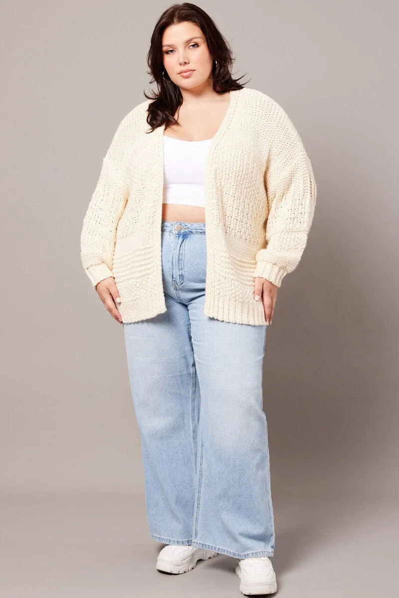 Beige Oversized Cardigan Long Sleeve