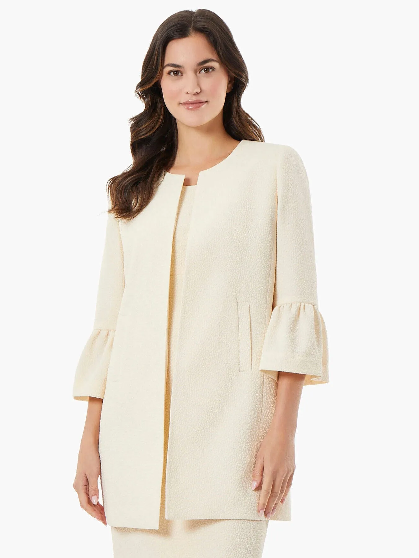 Bell Sleeve Textured Jacquard Duster