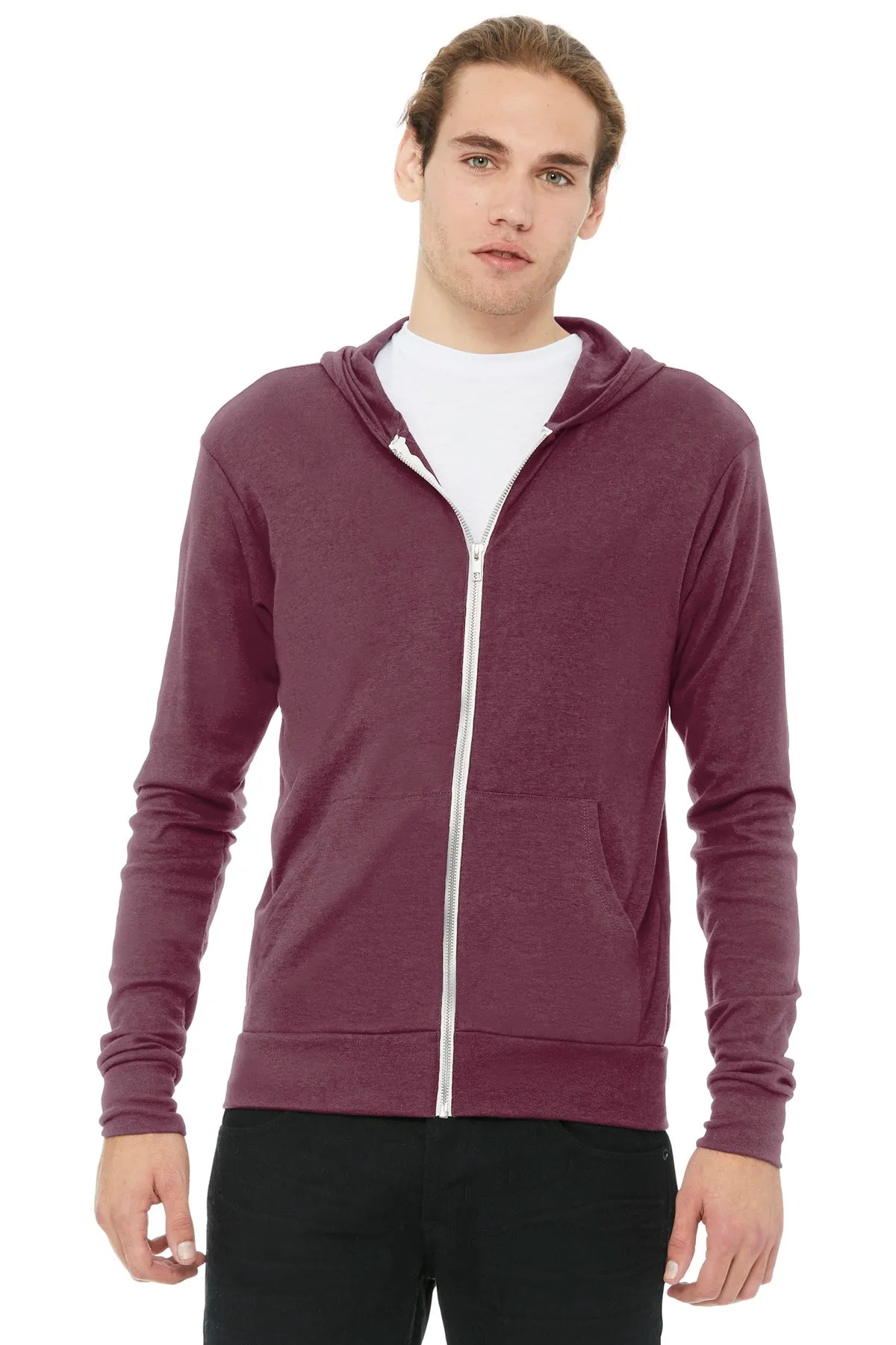 BELLA CANVAS Unisex Triblend Full-Zip Lightweight Hoodie. BC3939