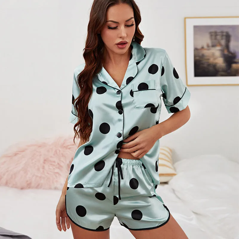 BerriesJam - 2024 Silk Pajamas Lace-up Shorts Cardigan Loose Loungewear