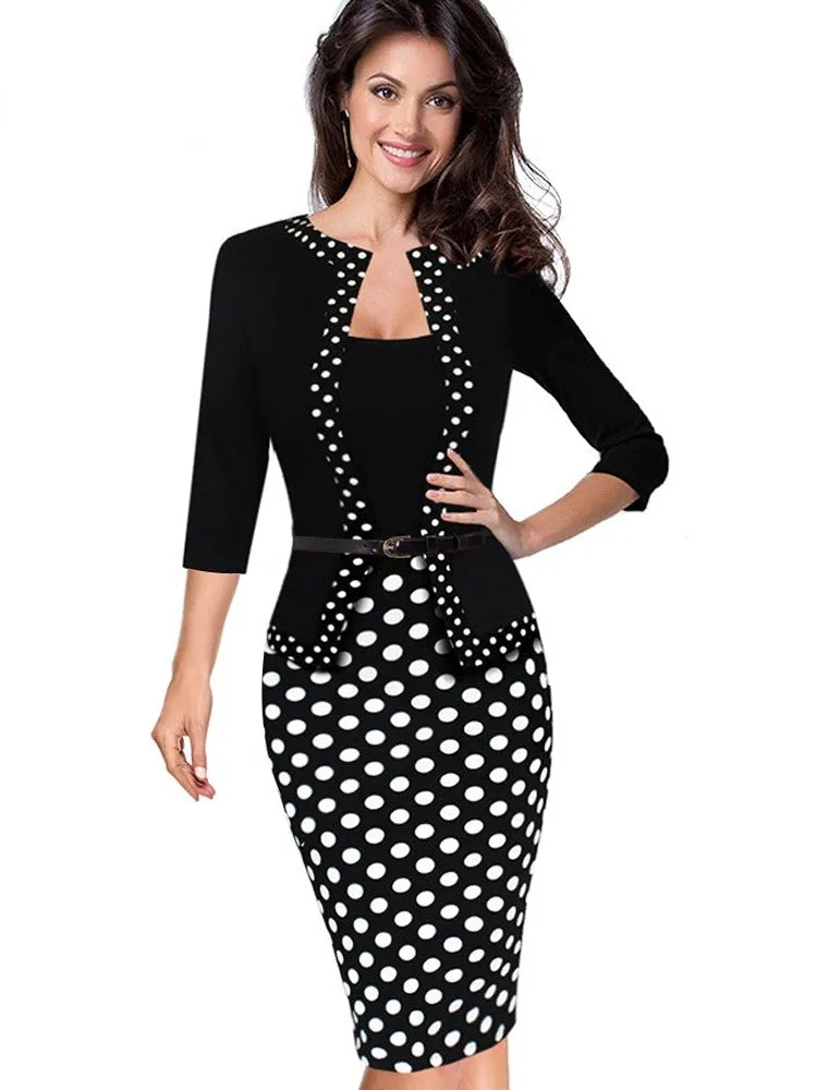 BerriesJam - 2024One-Piece Faux Jacket Retro Sheath Dress