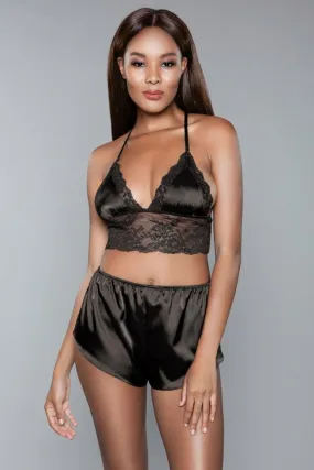 Bewicked satin Liliana Cami and Short Set Black